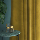 Velvet curtain in yellow