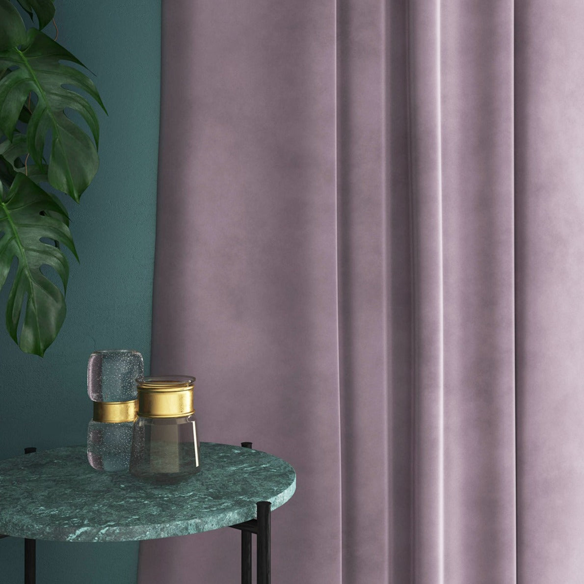 Velvet curtain in purple