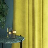 Velvet curtain in yellow