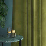 Velvet curtain in green
