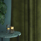 Velvet curtain in green