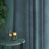 Velvet curtain in blue