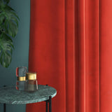 Velvet curtain in orange