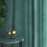 Velvet curtain in blue