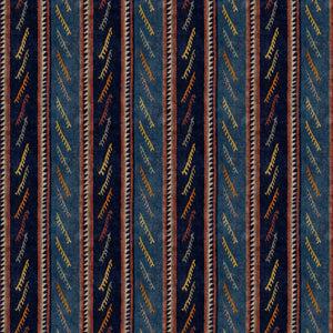 Striped velvet fabric in dark blue colours with a stain resistant finish