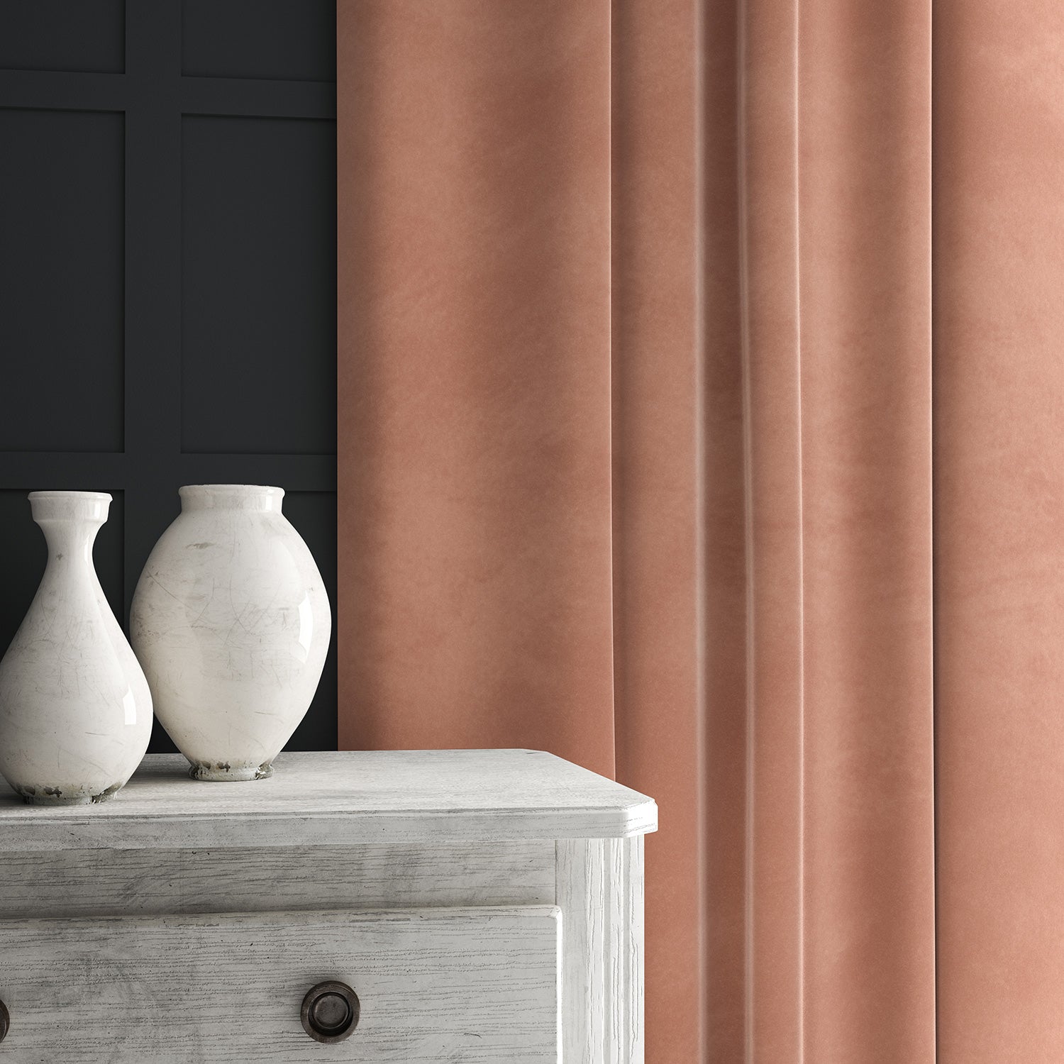Pink eco velvet curtain