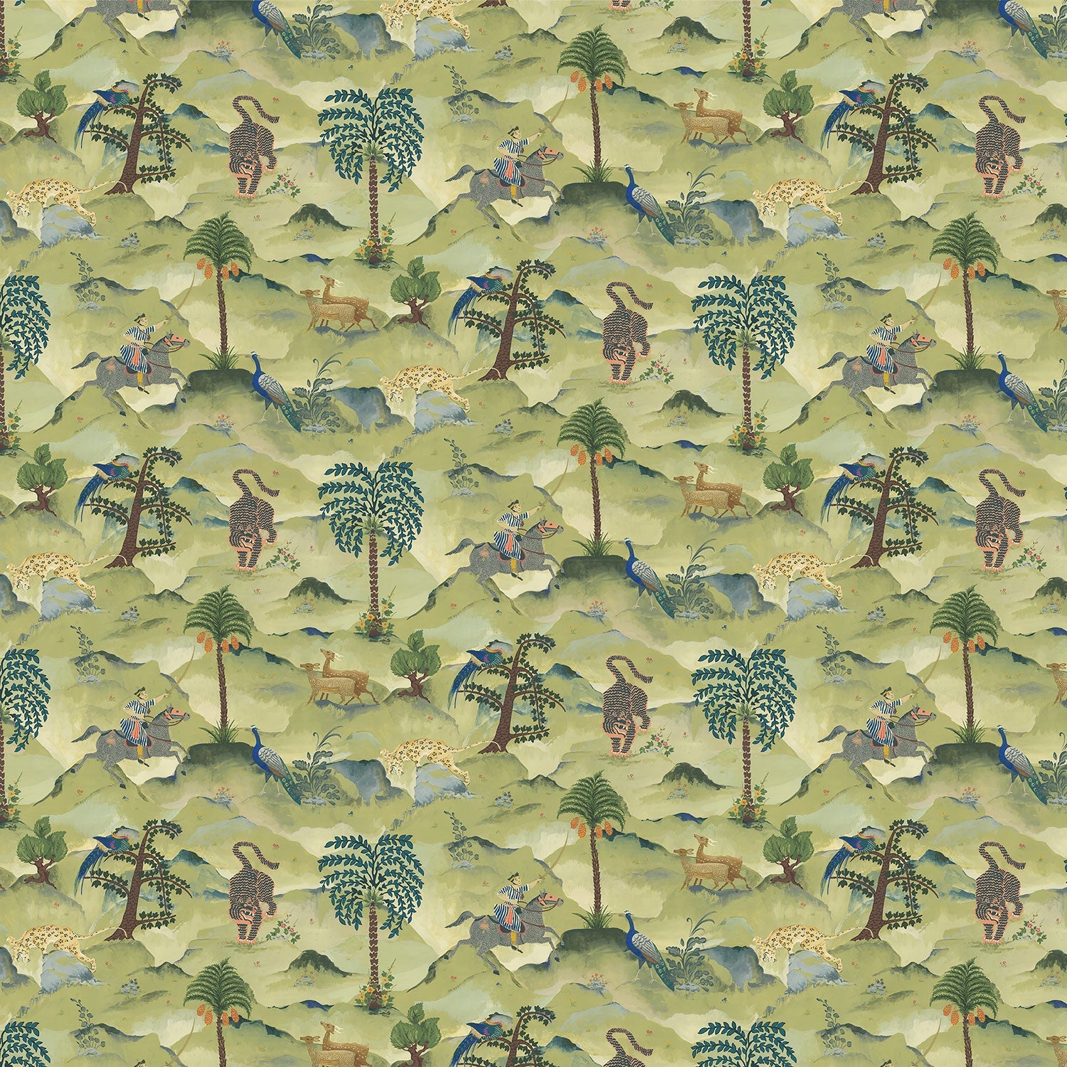 Sample of a tropical wallpaper featuring a mystical scenic landscape.